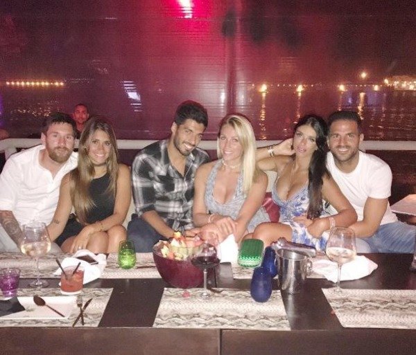 Lionel Messi, Antonella Rocuzzo, Luis Suarez, Cesc Fabregas, Sofia Balbi, Daniella Semaan