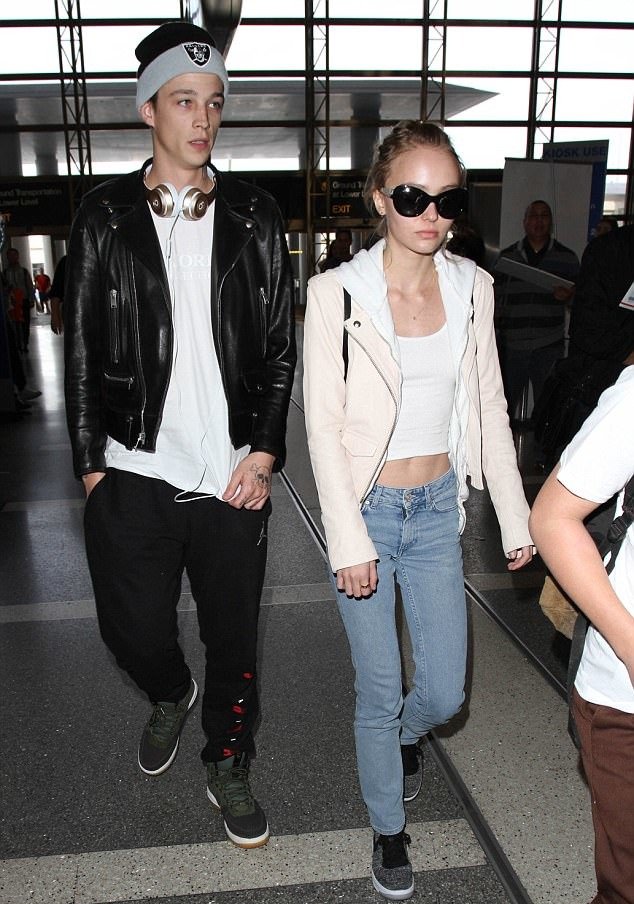 Lily-Rose Depp with her BF Ash Stymest