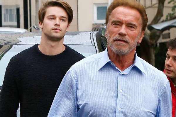 Patrick Schwarzenegger with his father Arnold Schwarzenegger 