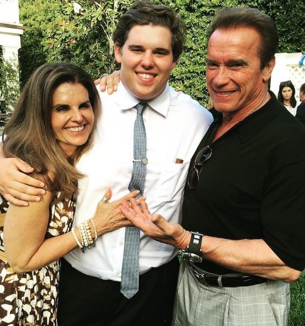 Arnold Schwarzenegger with his son Christopher and his ex-wife Maria Shriver
