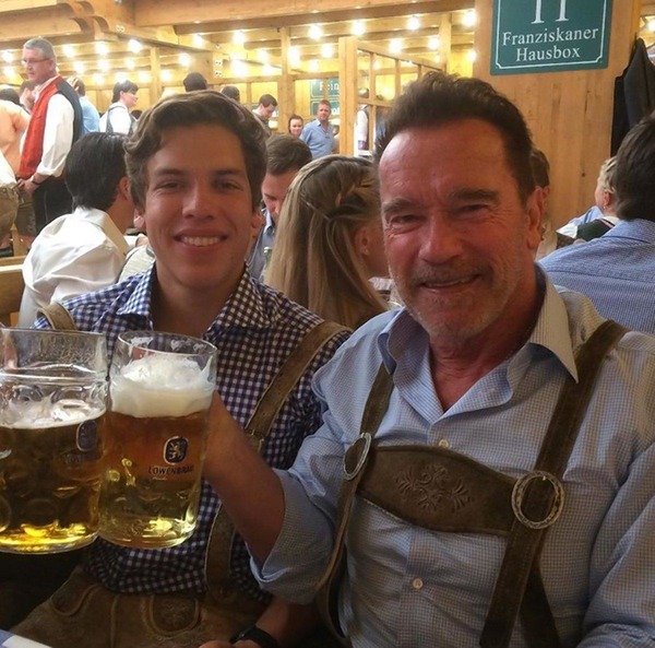 Arnold Schwarzenegger with his son Joseph Baena