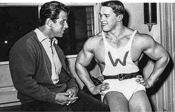 Arnold Schwarzenegger (on the right) with his role model Reg Park