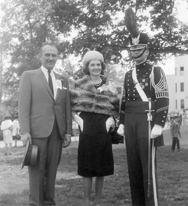 Cadet Donald Trump with his parents