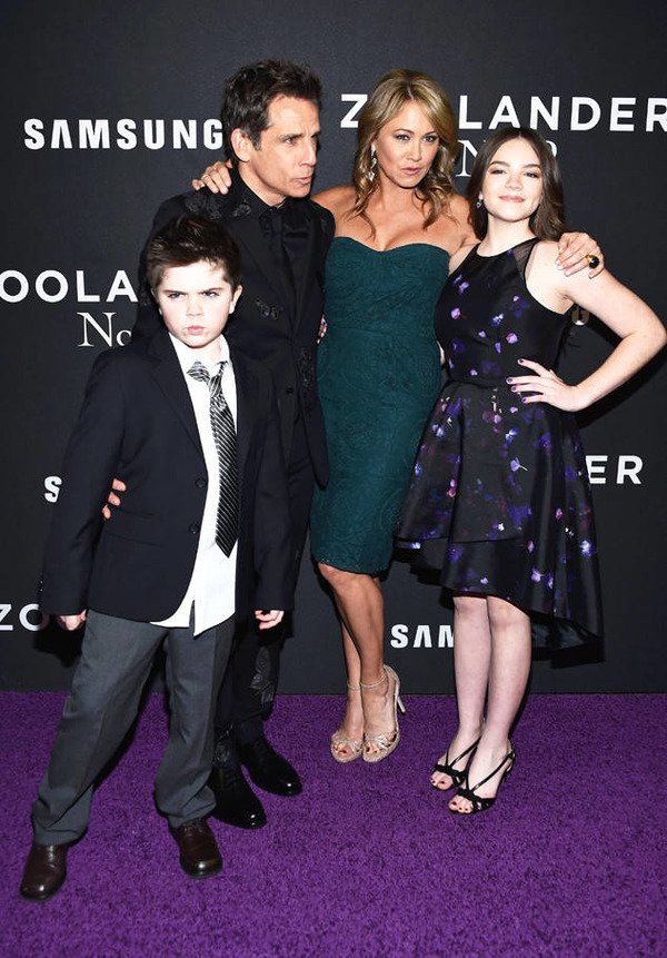 Ben Stiller with his ex-wife Christine Taylor, daughter Ella Olivia Stiller and son Quinn Dempsey Stiller