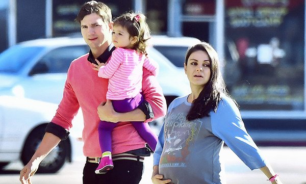 Ashton Kutcher, pregnant Mila Kunis and their daughter